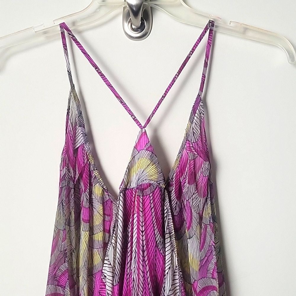 NWT Mara Hoffman Feather Pink Peacock Sheer Long Beach Swim Cover Up Sexy Boho - Picture 6 of 12